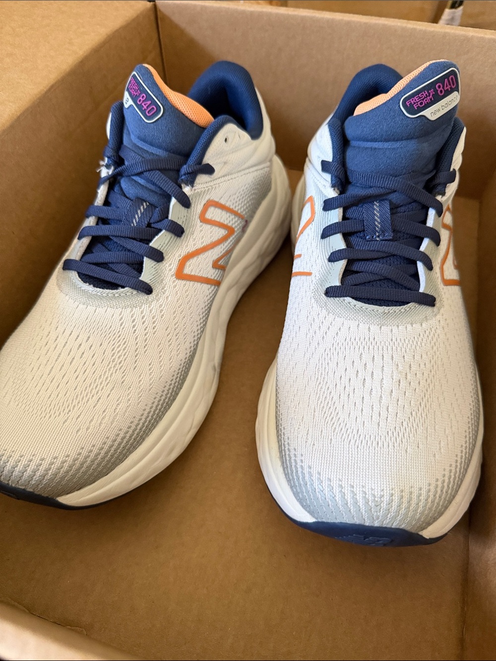NEW! New Balance Fresh Foam X 840v1 Women's Sz 12 Men’s 10.5 White Navy Orange - Picture 9 of 11
